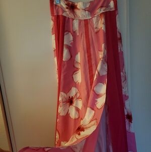 Pink Floral Long Skirt